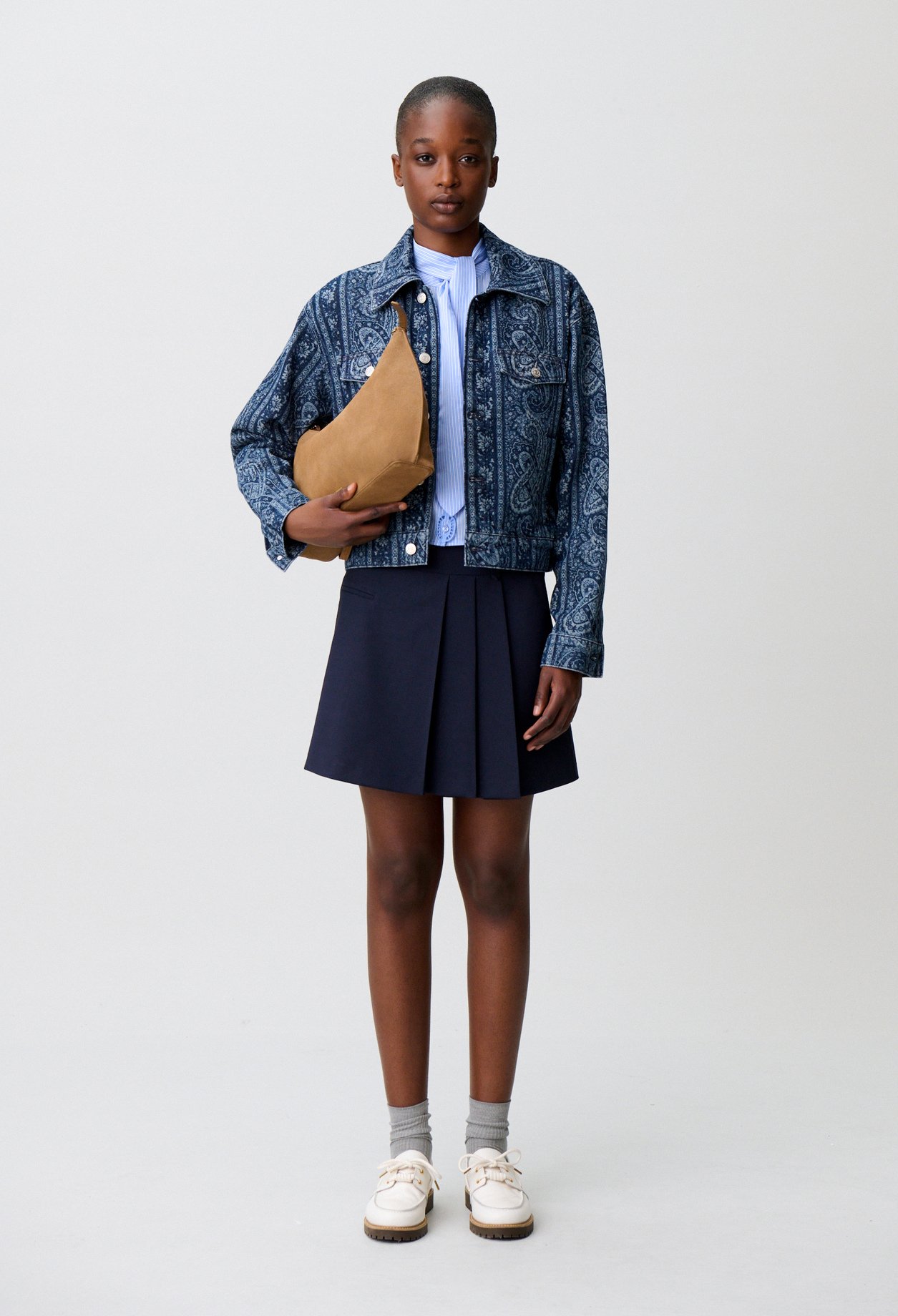 Claudie - Jupe courte laine mélangée - Marine - Taille 36 - Pour Femme