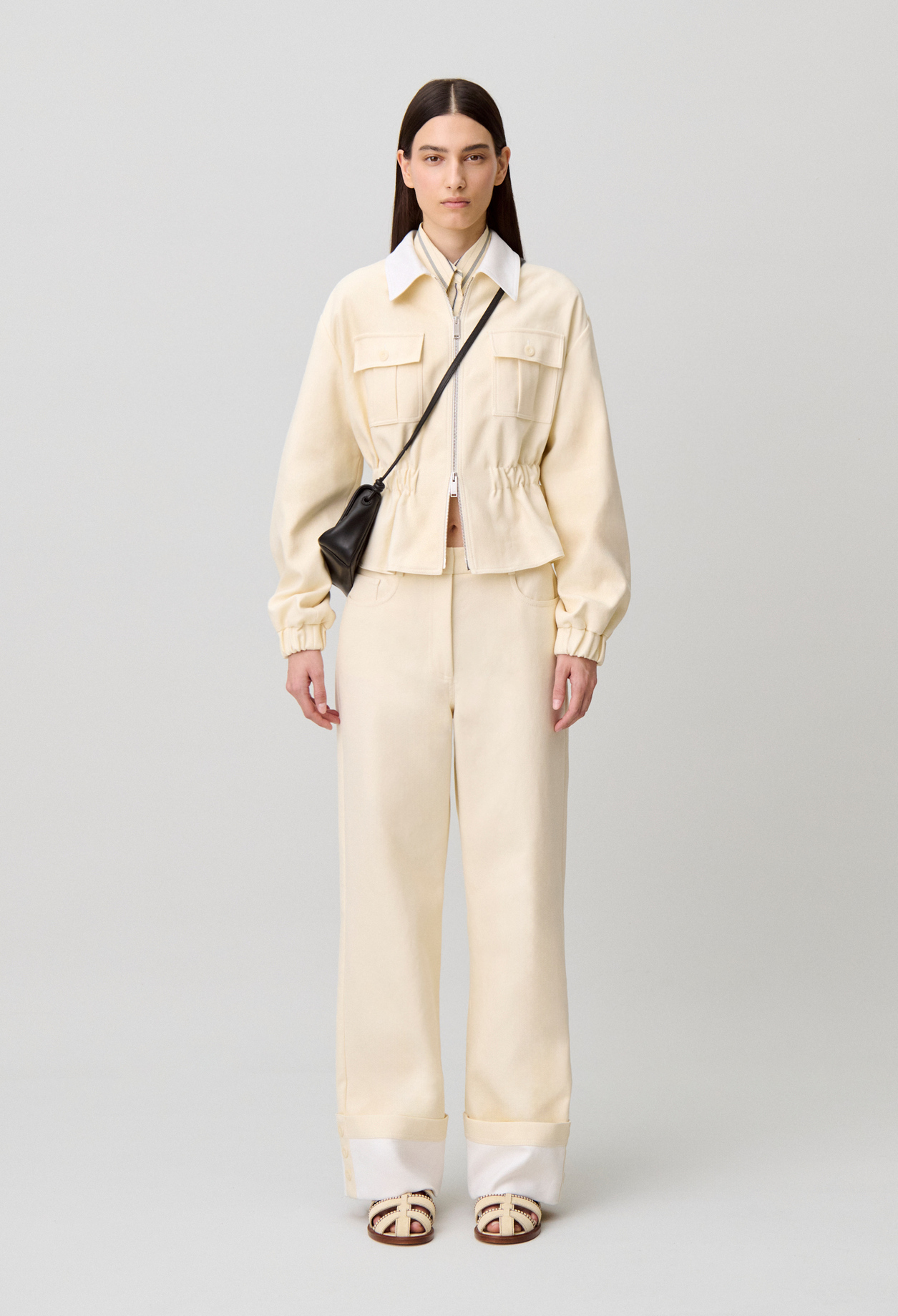 Blouson coton col chemise - Femme - Vanille - Taille 34 - Claudie Pierlot