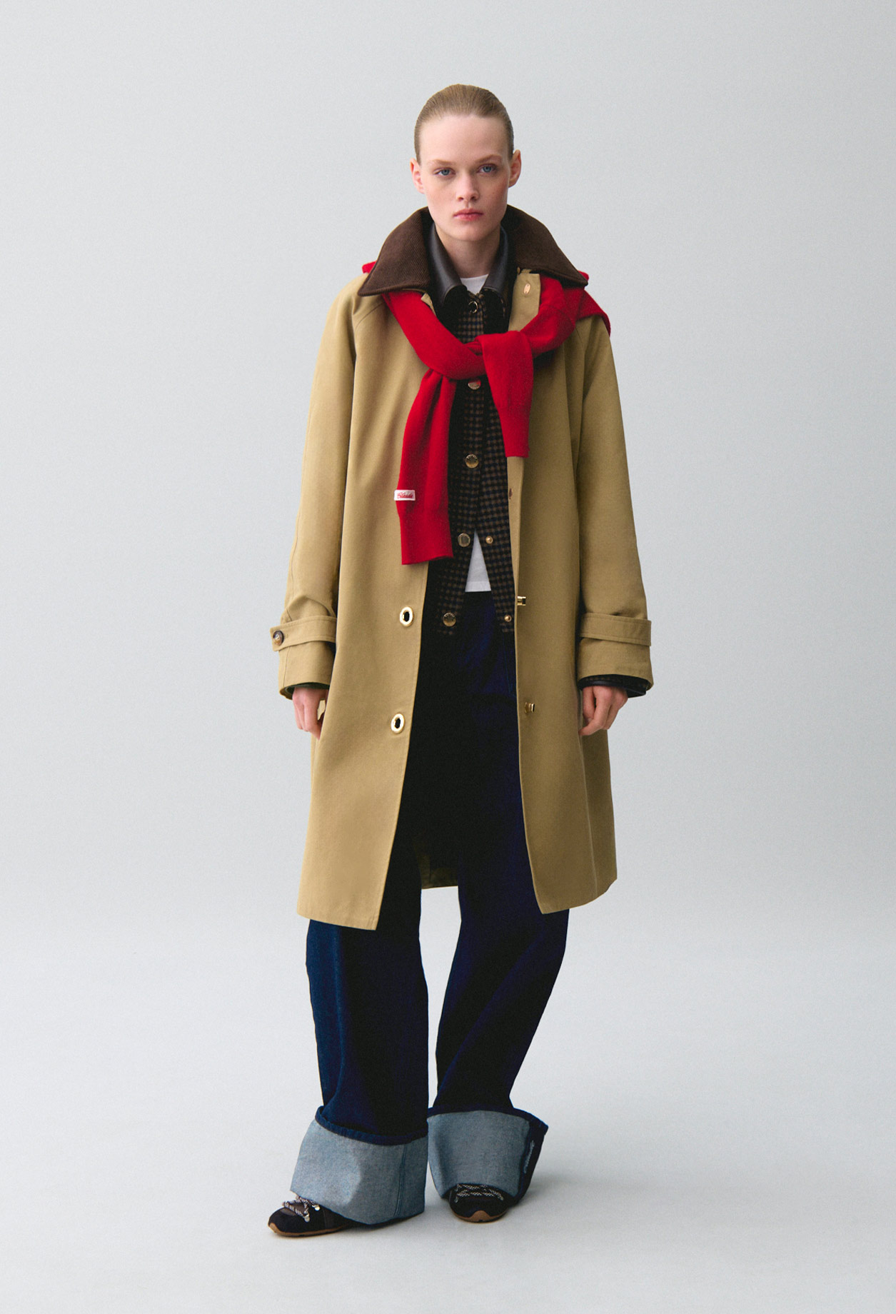Claudie - Trench col velours amovible - Beige - Taille 38 - Pour Femme