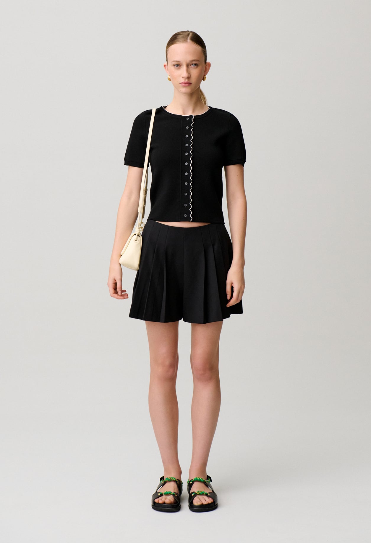 Cardigan maille contrasté - Femme - Noir - Taille 0 - Claudie Pierlot