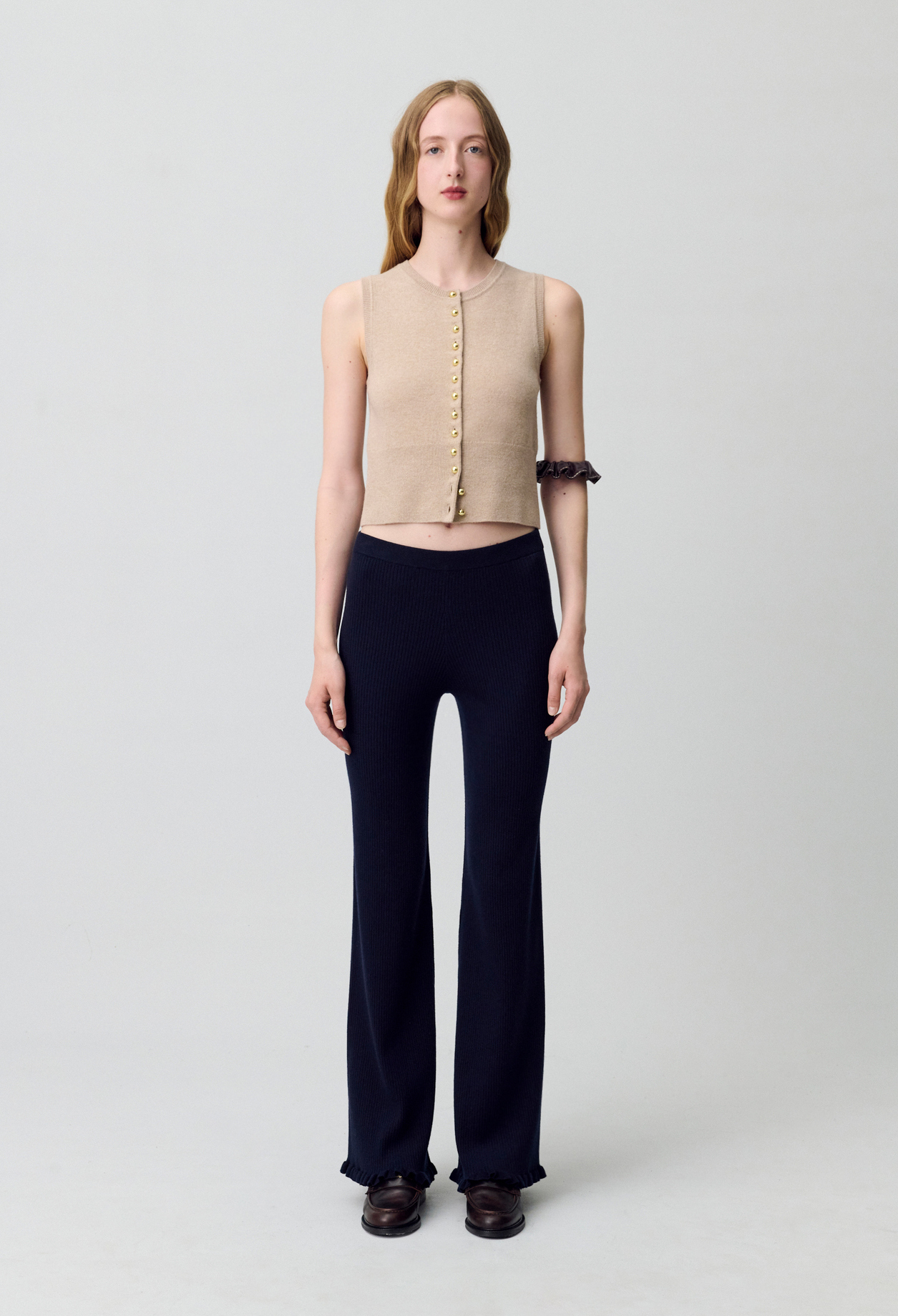 Claudie - Pantalon flare maille - Marine - Taille 3 - Pour Femme