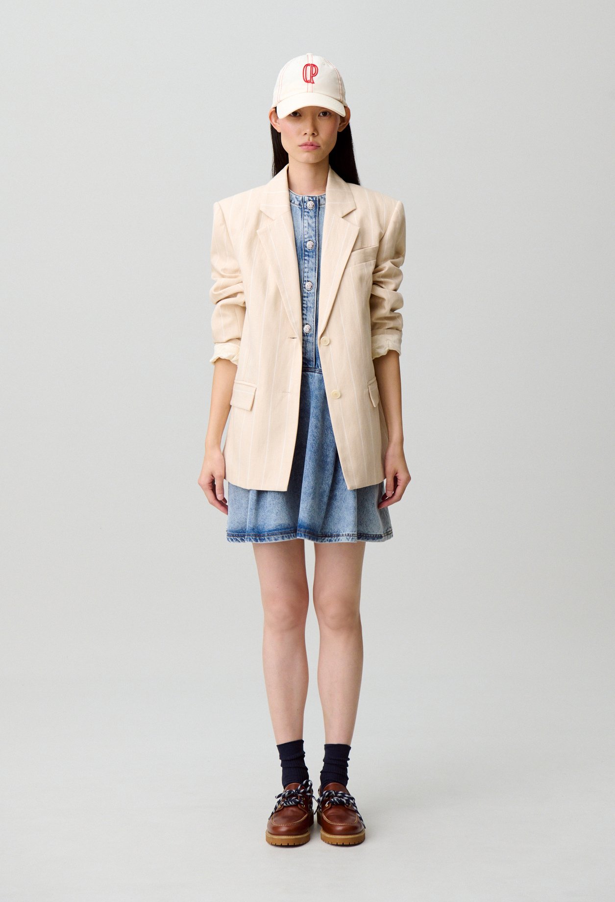 Robe courte évasée denim délavé - Femme - Denim Bleu - Claudie Pierlot