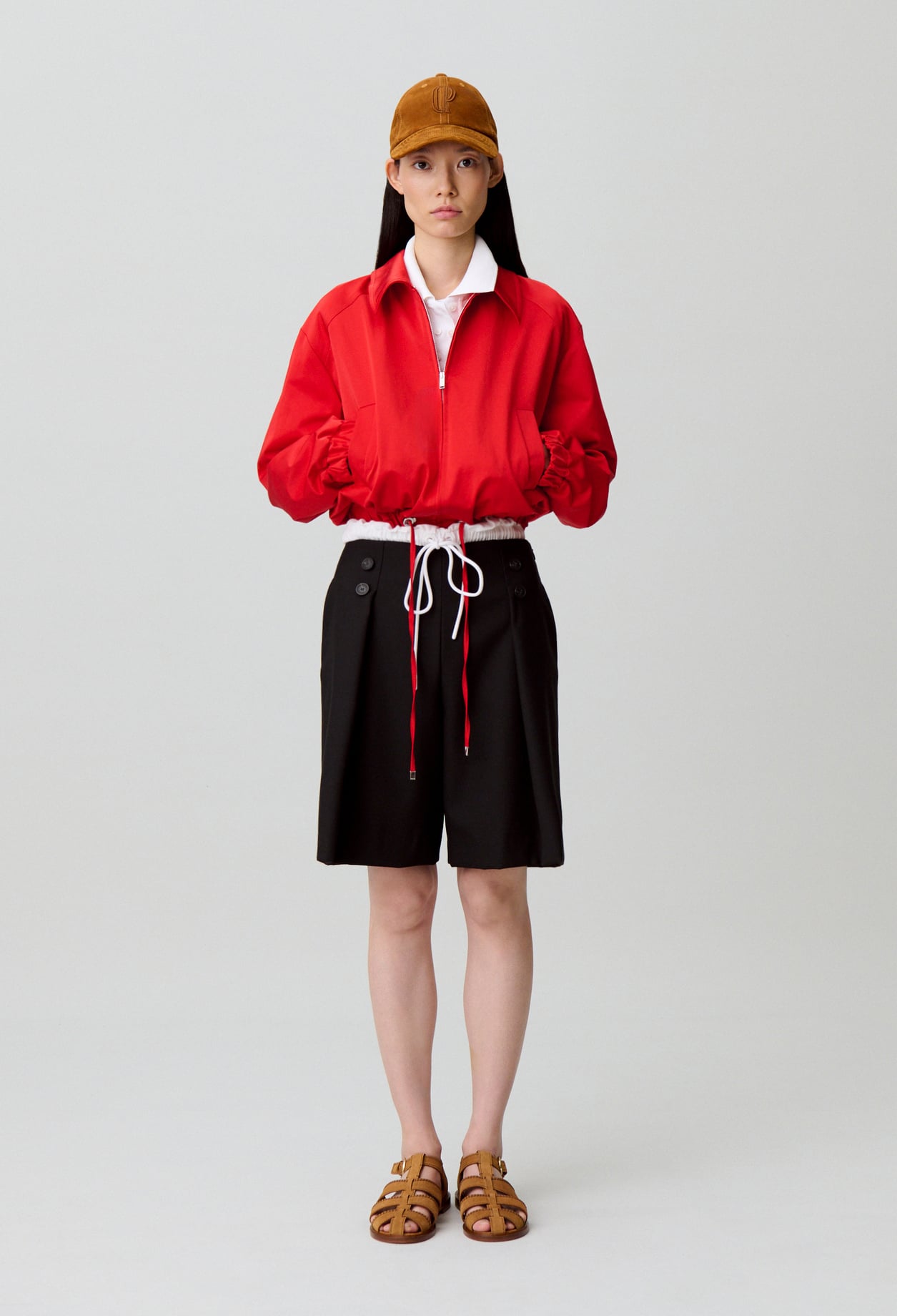 Blouson satiné court et large - Femme - Rouge - Taille 36 - Claudie Pierlot