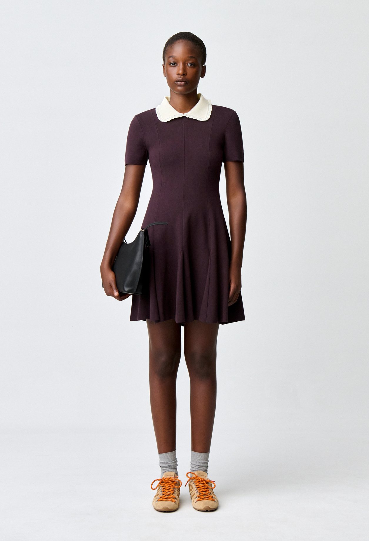 Claudie - Robe patineuse maille col chemise - Bicolore - Taille 0 - Pour Femme