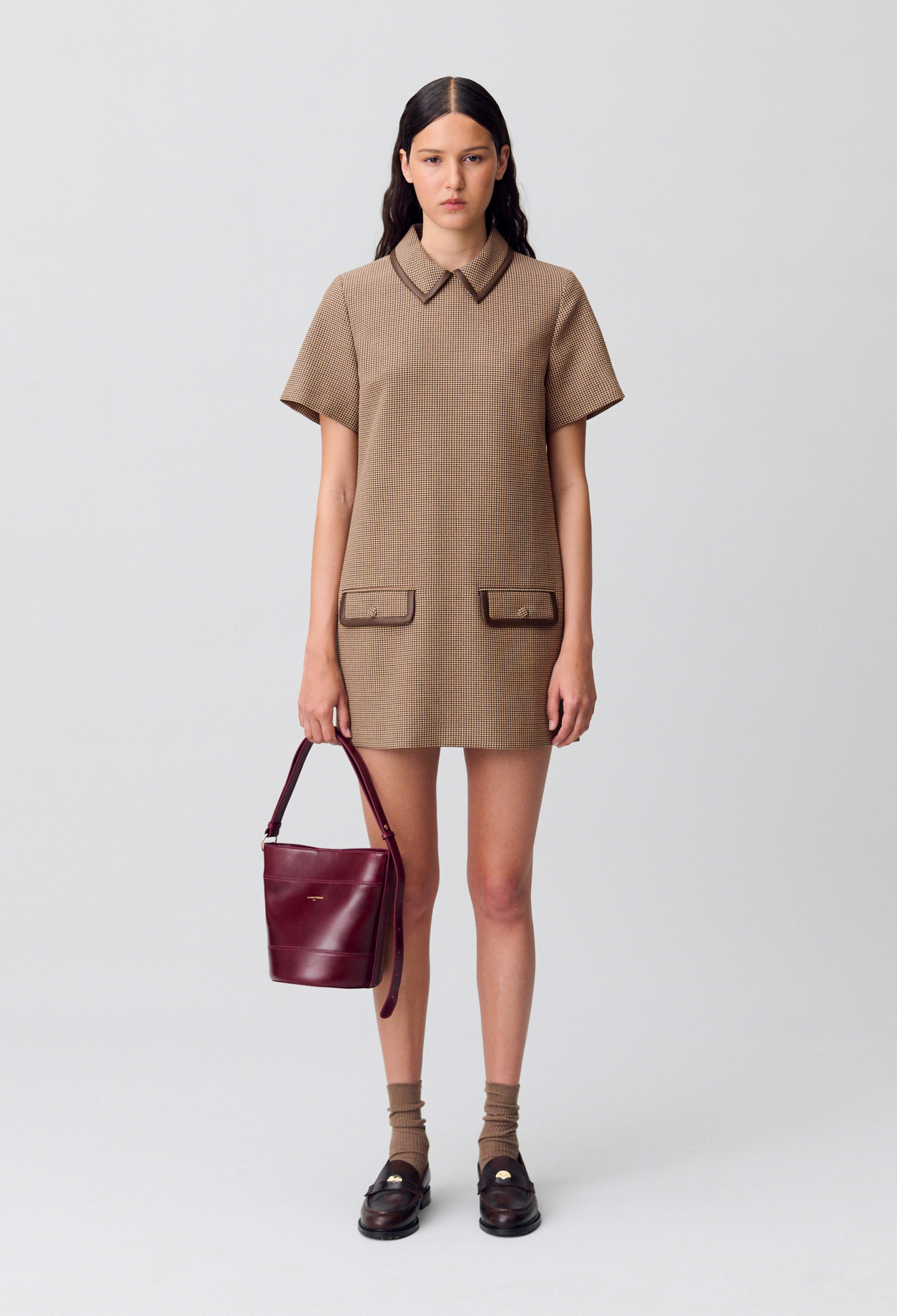 Claudie - Robe droite avec cuir - Multico - Taille 40 - Pour Femme