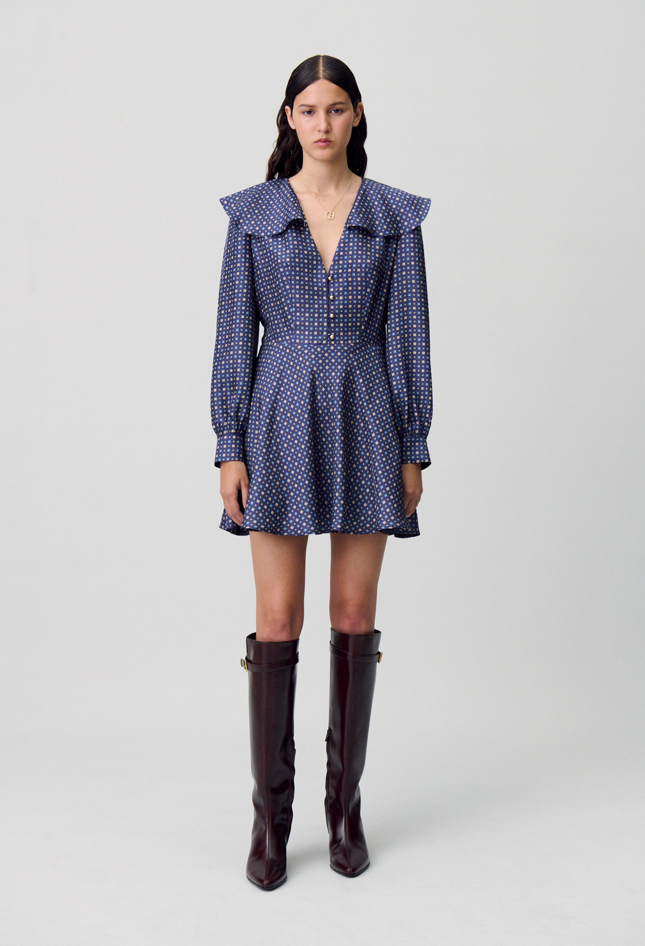 Robe courte soie imprimée - Femme - Print Fonce - Taille 40 - Claudie Pierlot