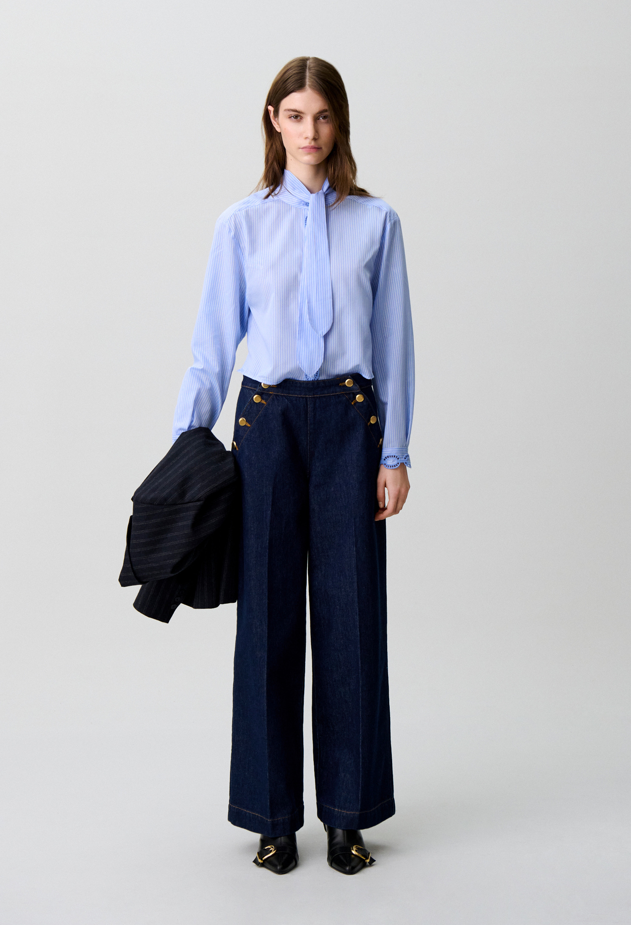 Jean large à pont - Femme - Denim Brut - Taille 40 - Claudie Pierlot