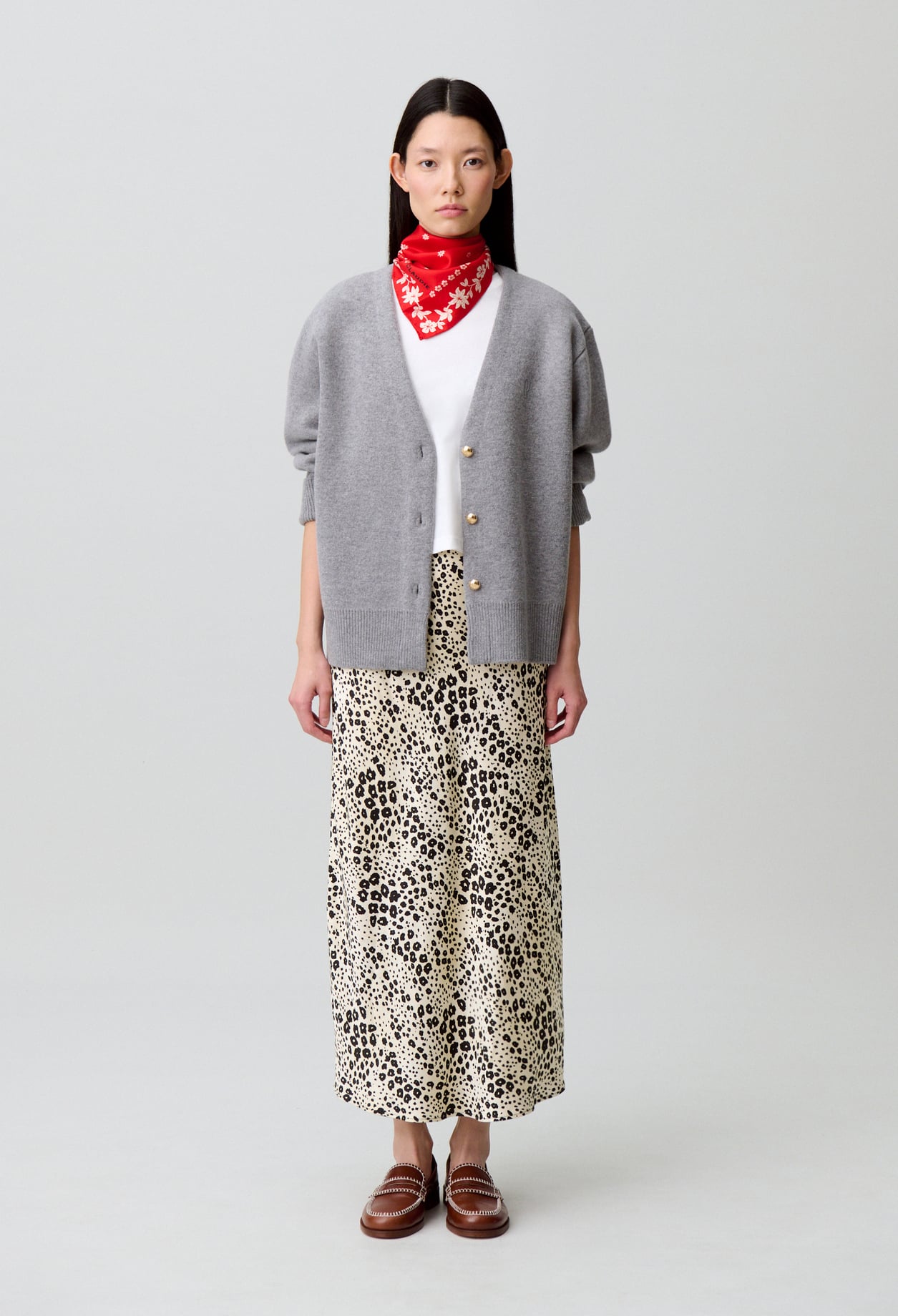 Cardigan oversize laine mélangée - Femme - Gris - Taille 0 - Claudie Pierlot