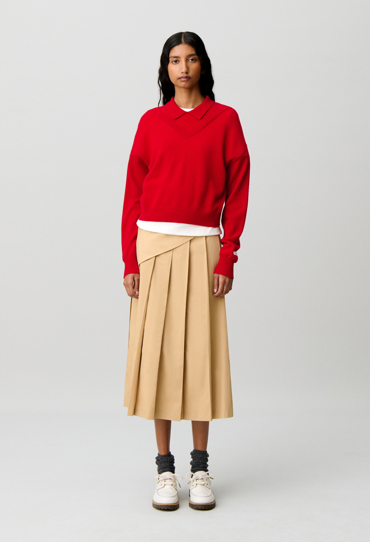 Claudie - Pull col v laine - Rouge - Taille 3 - Pour Femme