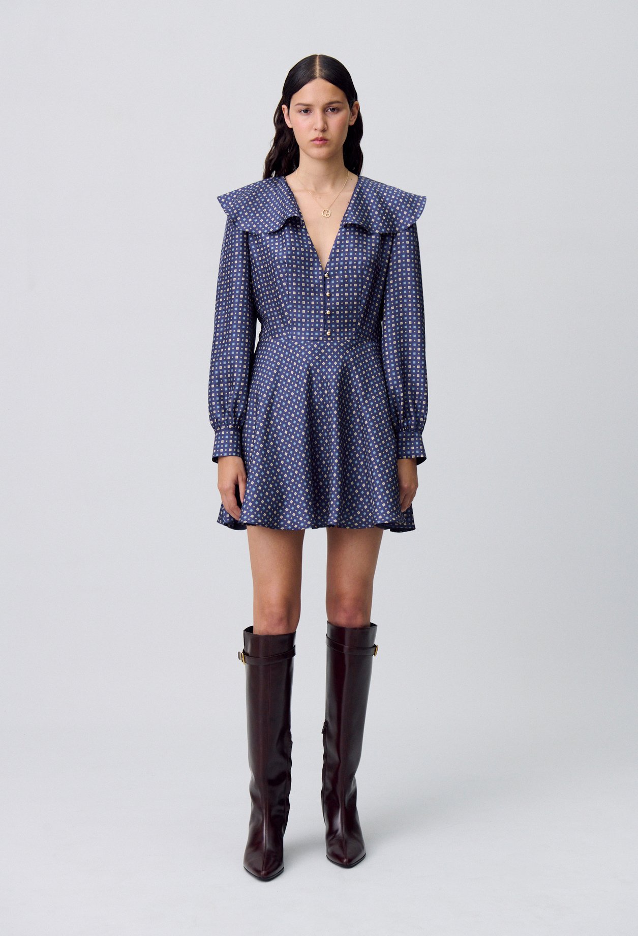 Robe courte soie imprimée - Claudie Pierlot - Modalova
