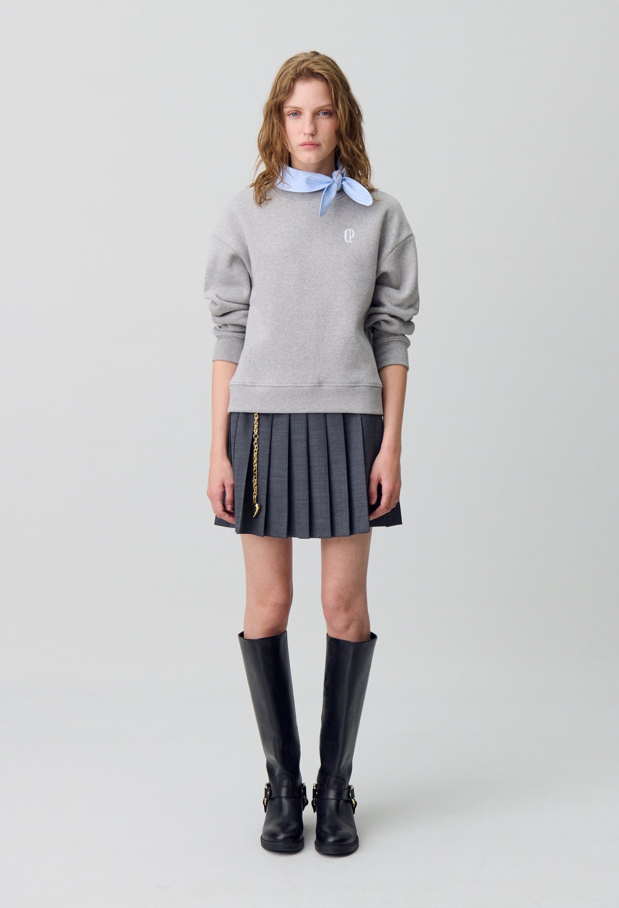 Sweatshirt col foulard - Femme - Gris Chine - Taille M - Claudie Pierlot