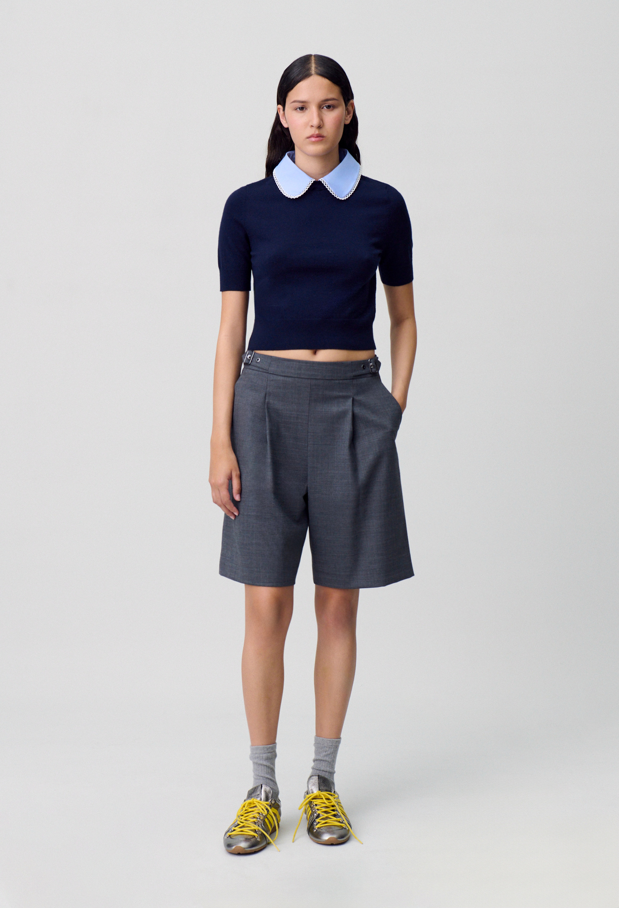 Claudie - Top maille fine col - Marine - Taille 0 - Pour Femme
