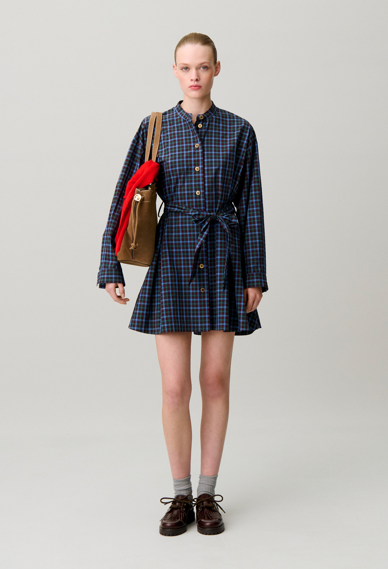 Claudie - Robe chemise coton carreaux - Multico - Taille 34 - Pour Femme