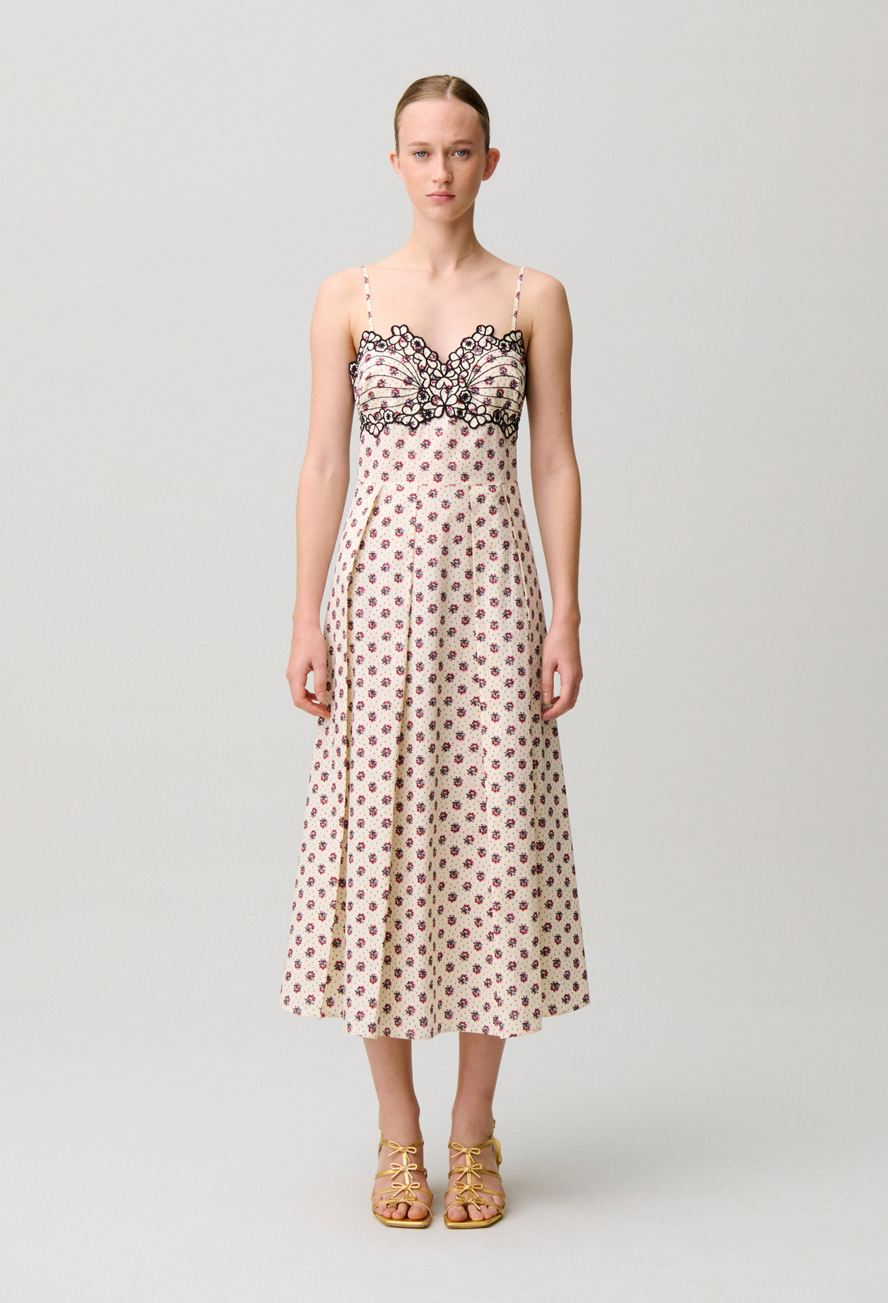 Robe coton imprimée broderies - Femme - Print Clair - Taille 40 - Claudie Pierlot