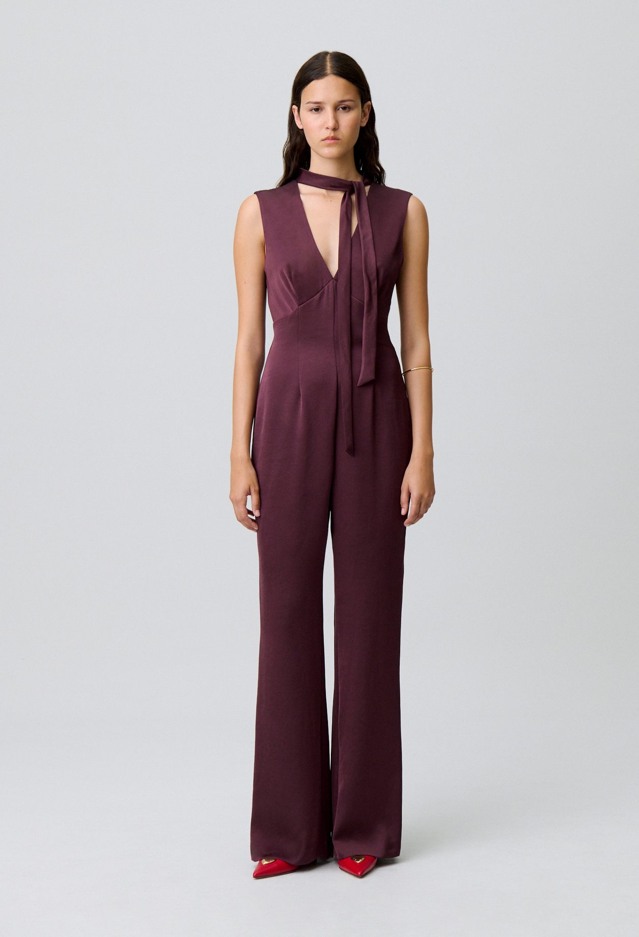 Combinaison fluide satinée - Femme - Aubergine - Taille 34 - Claudie Pierlot