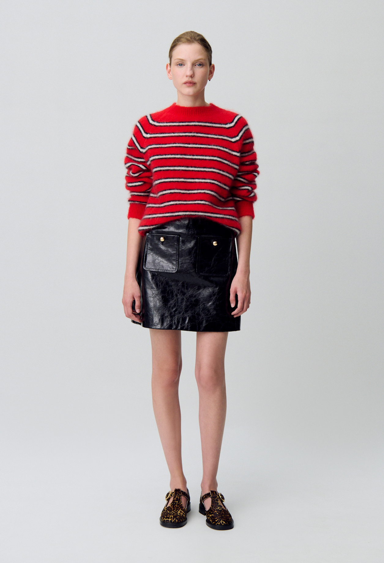 Claudie - Pull large rayures - Rouge - Taille 2 - Pour Femme