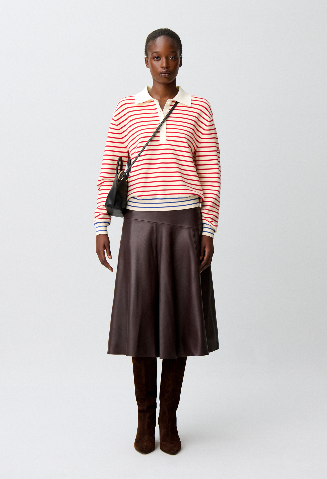 Claudie - Jupe cuir mi-longue - Bordeaux Fonce - Taille 42 - Pour Femme