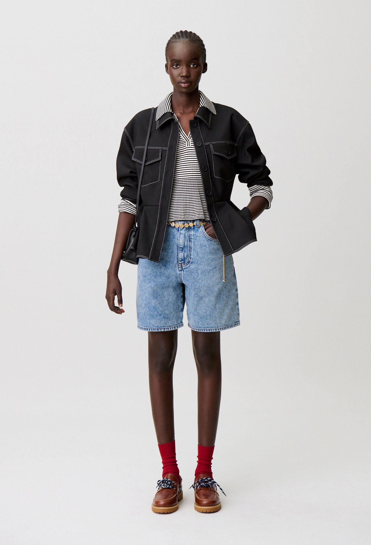 Claudie - Short droit denim délavé - Denim Bleu - Taille 34 - Pour Femme