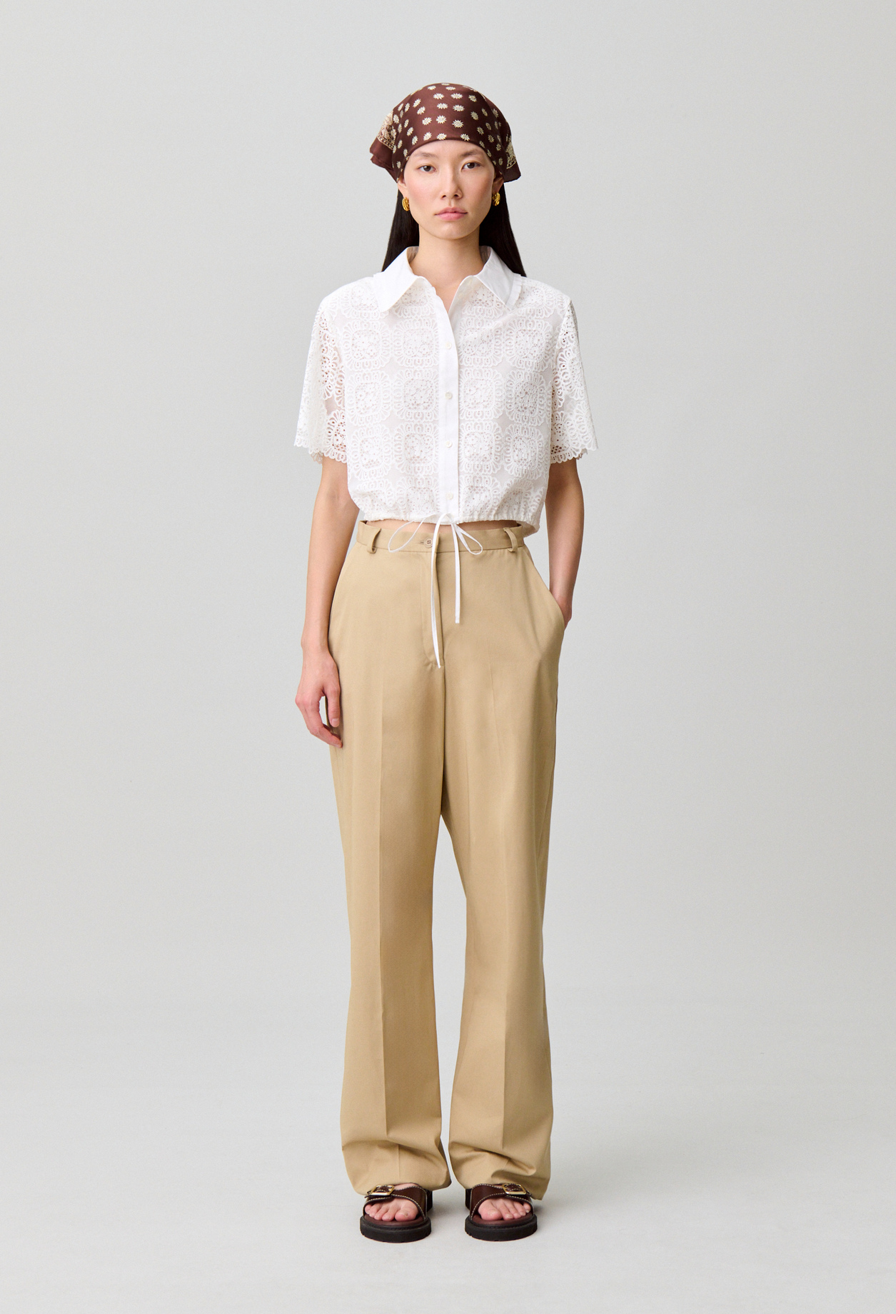 Chemise dentelle courte - Femme - Blanc - Taille 40 - Claudie Pierlot