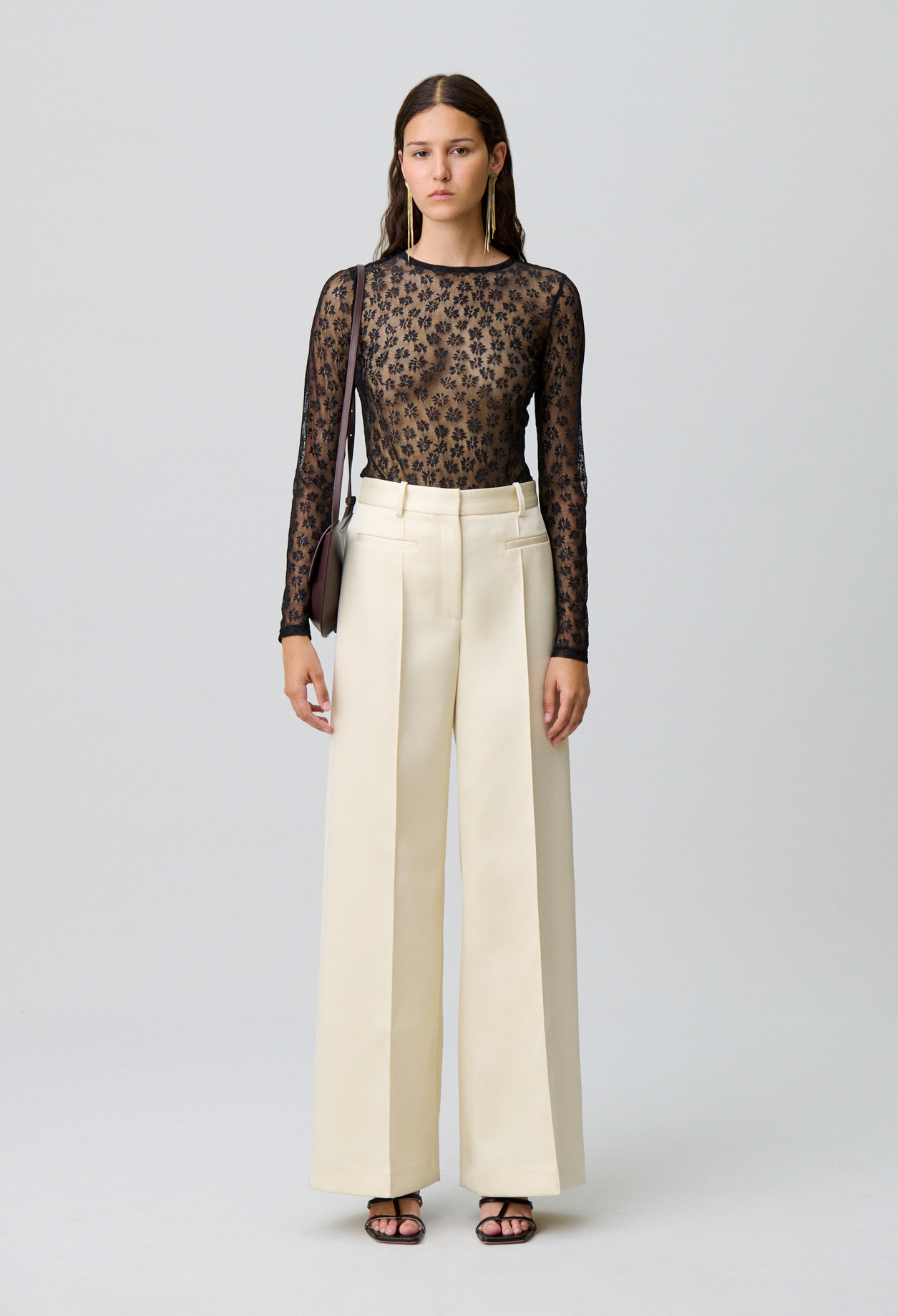 Top transparent dentelle - Femme - Noir - Taille 34 - Claudie Pierlot
