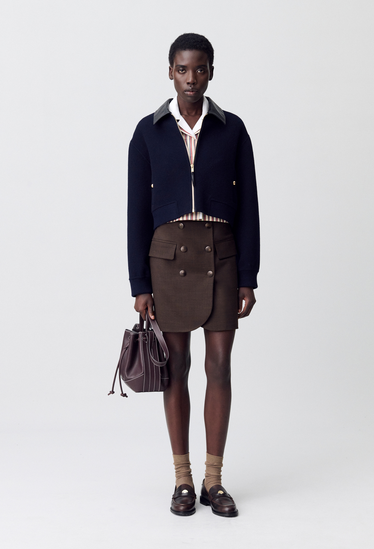 Jupe courte droite - Femme - Marron - Taille 40 - Claudie Pierlot