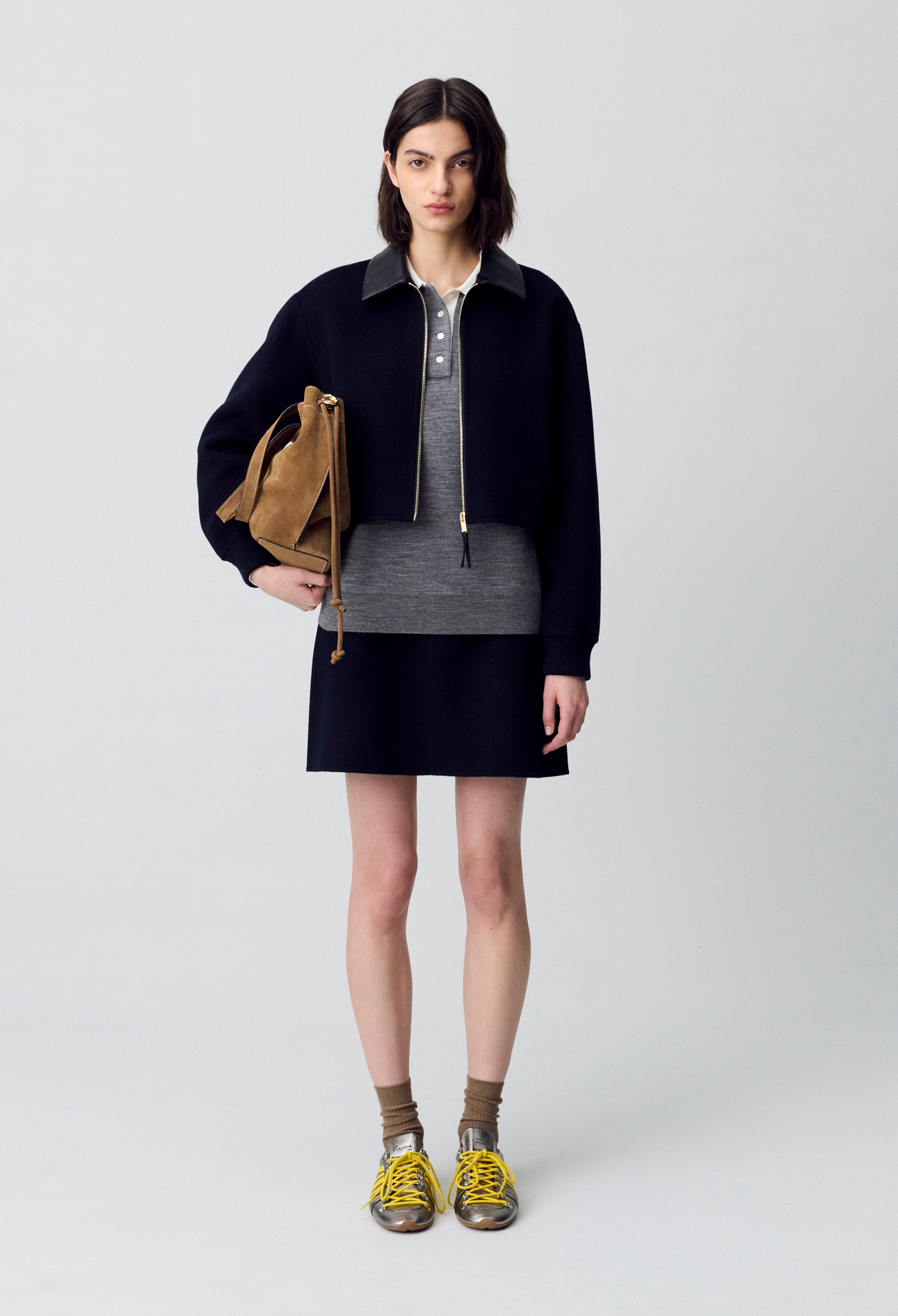 Jupe laine courte droite - Femme - Marine - Taille 36 - Claudie Pierlot
