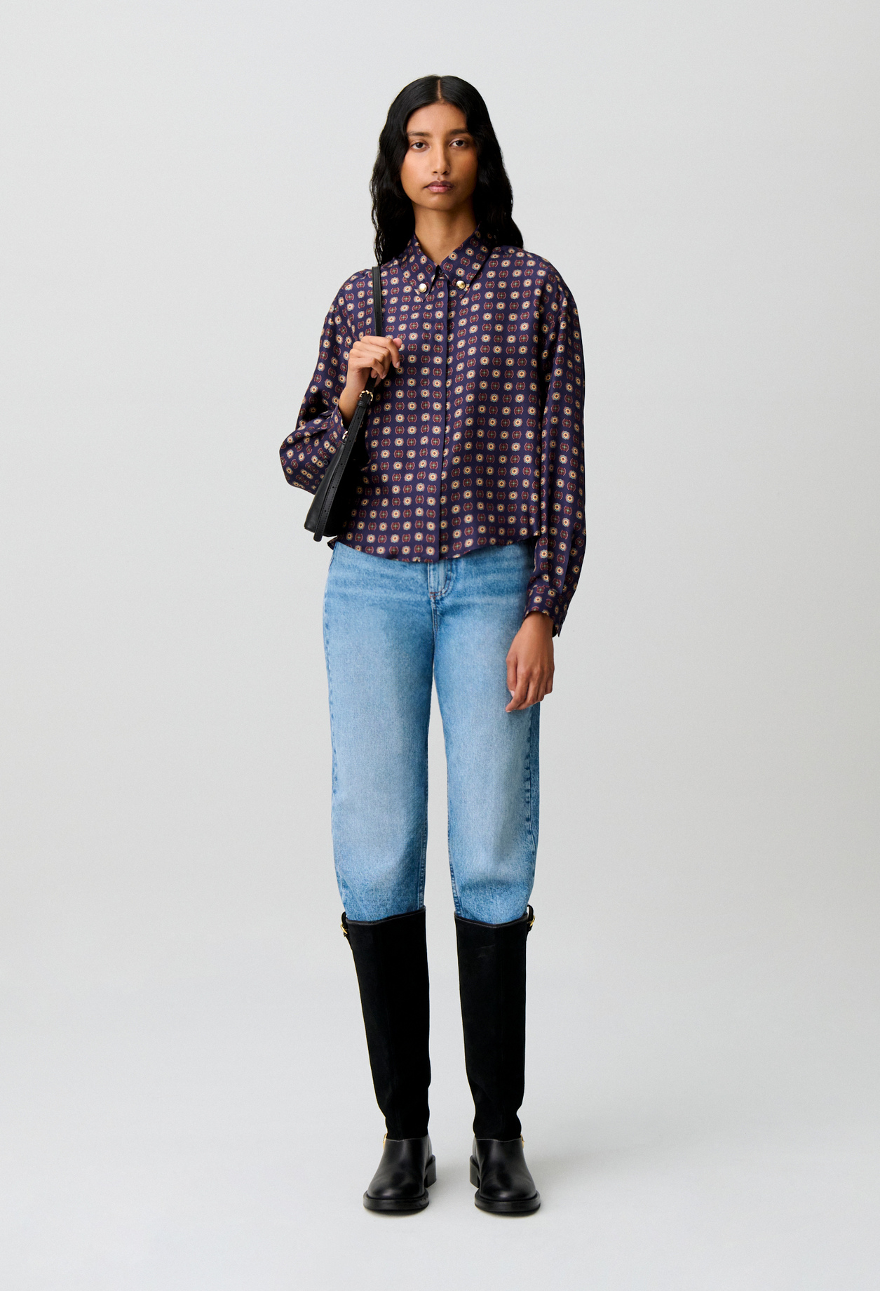 Claudie - Chemise imprimée soie - Print Marine - Taille 38 - Pour Femme