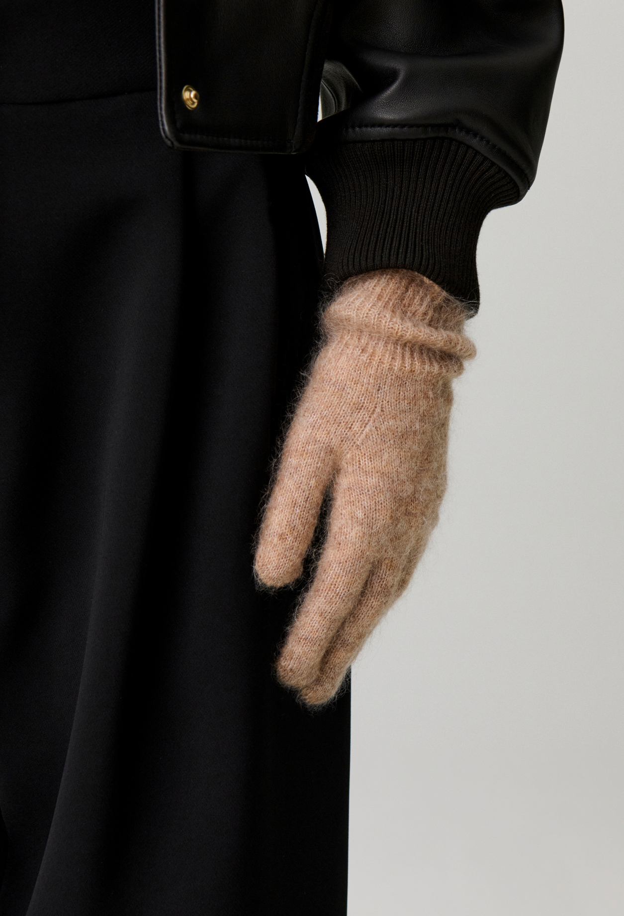 Claudie - Gants longs maille poilue - Camel - Taille Unique - Pour Femme