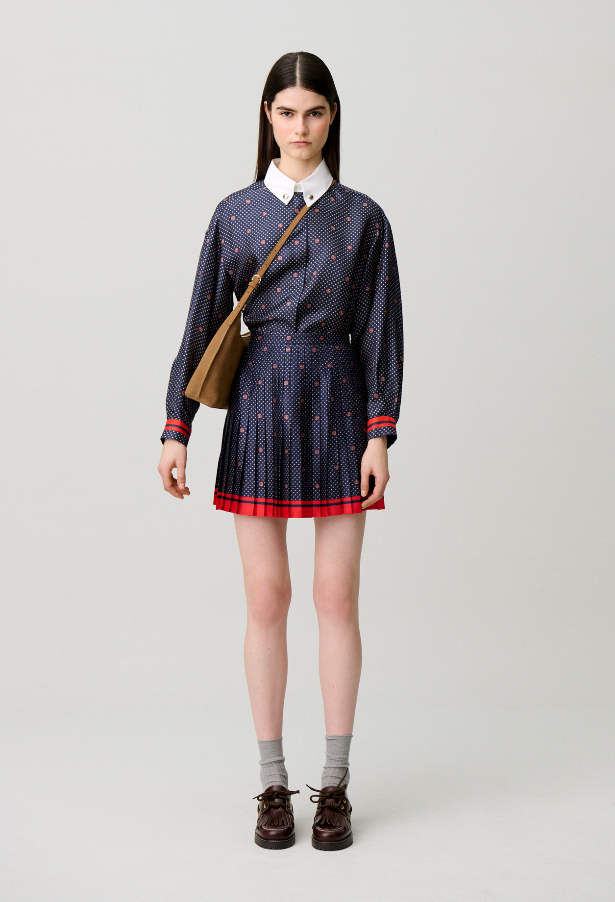 Jupe courte plissée satin - Femme - Print Fonce - Taille 40 - Claudie Pierlot