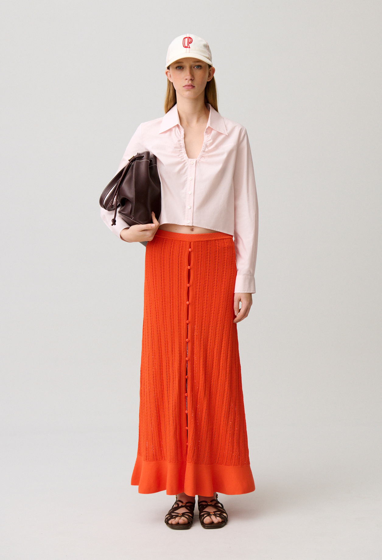 Jupe longue crochet - Femme - Orange - Taille 0 - Claudie Pierlot