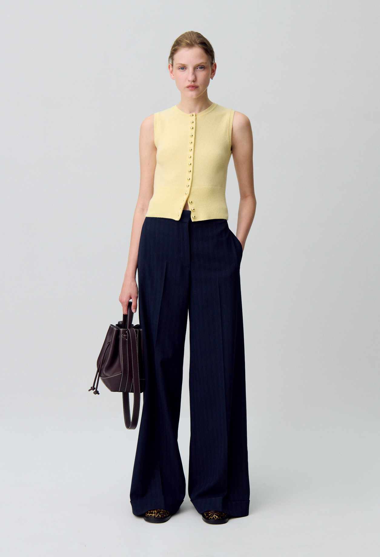 Top maille boutonné - Femme - Jaune Layette - Taille 2 - Claudie Pierlot