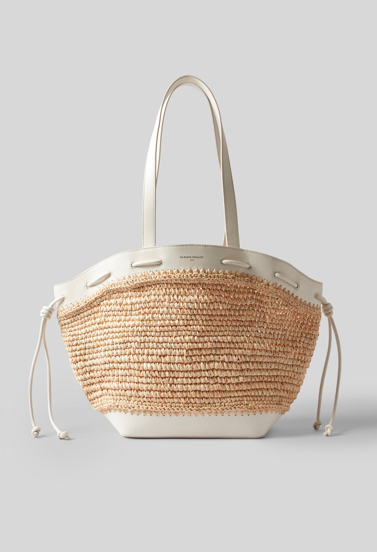 Panier Alban raphia cuir - Femme - Ecru - Taille Unique - Claudie Pierlot