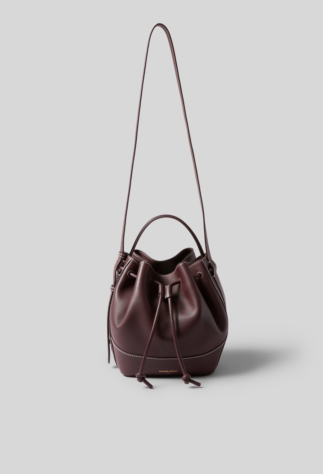 Sac bourse cuir - Femme - Lie De Vin - Claudie Pierlot
