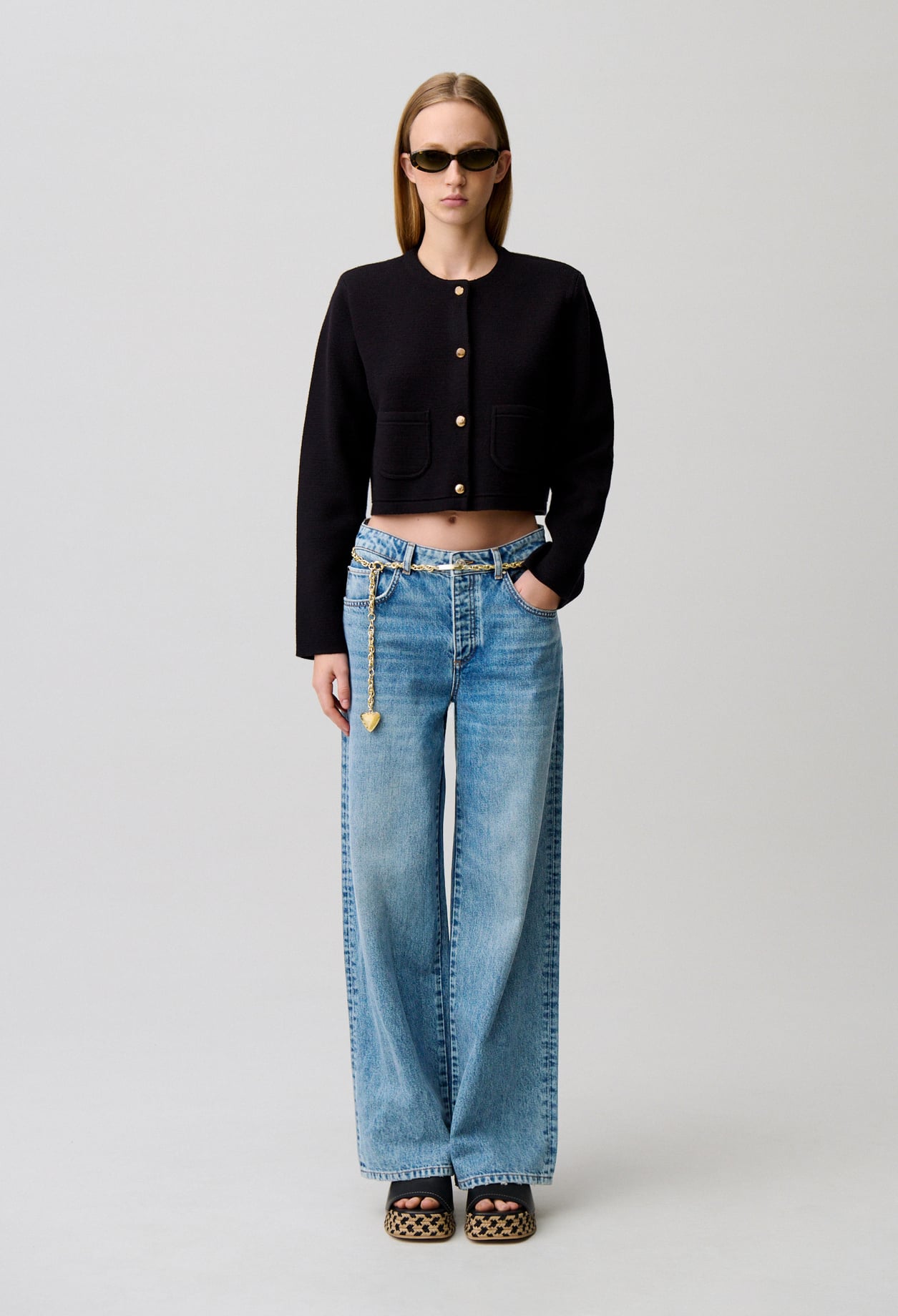 Jean denim droit large délavé - Femme - Denim Bleu - Taille 34 - Claudie Pierlot