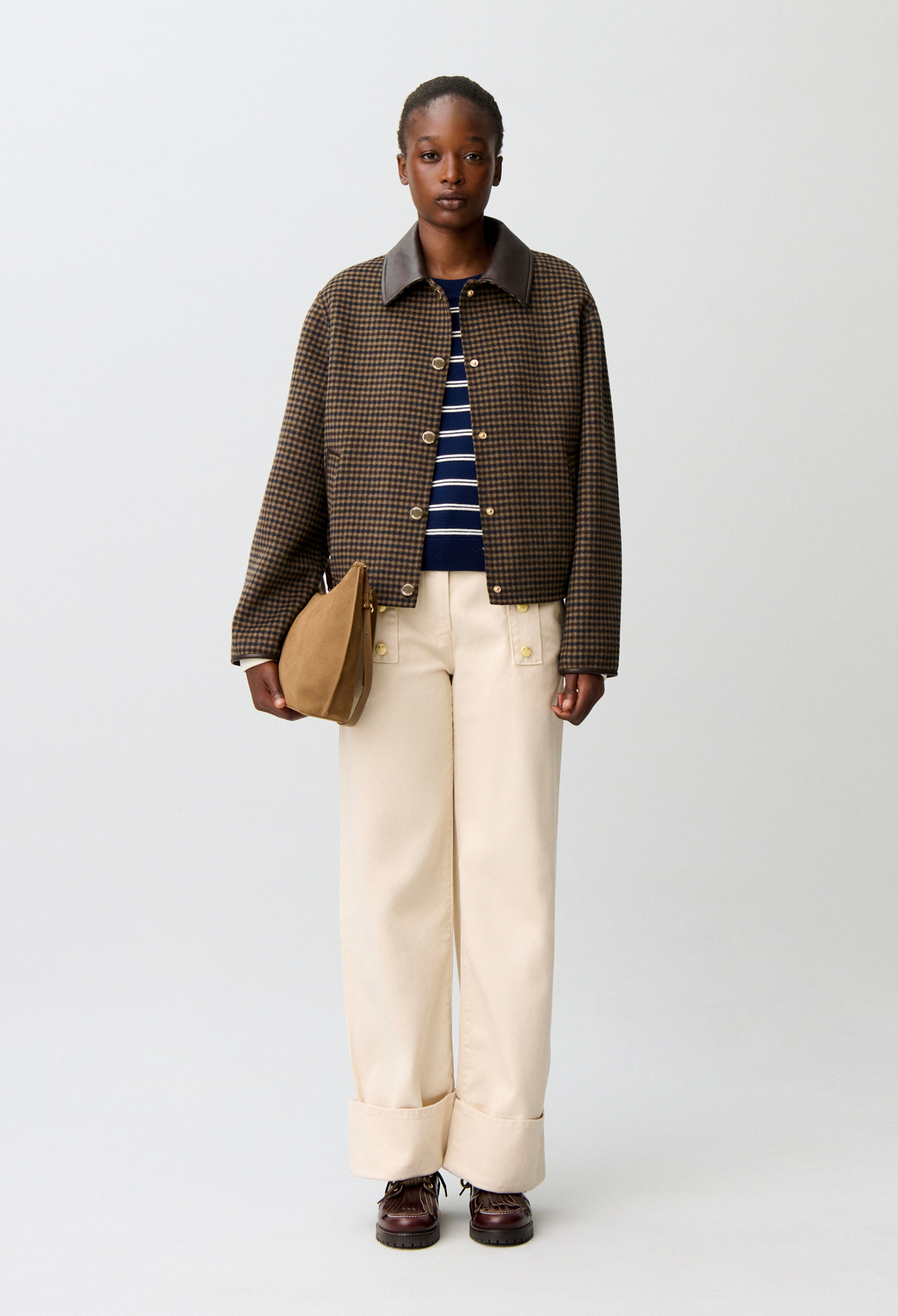 Manteau court laine mélangée