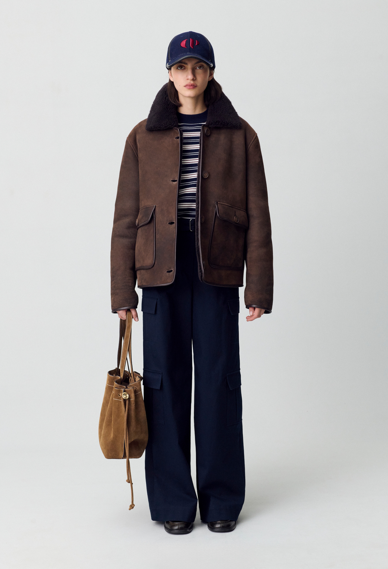 Manteau peau lainée - Femme - Marron Fonce - Taille 40 - Claudie Pierlot