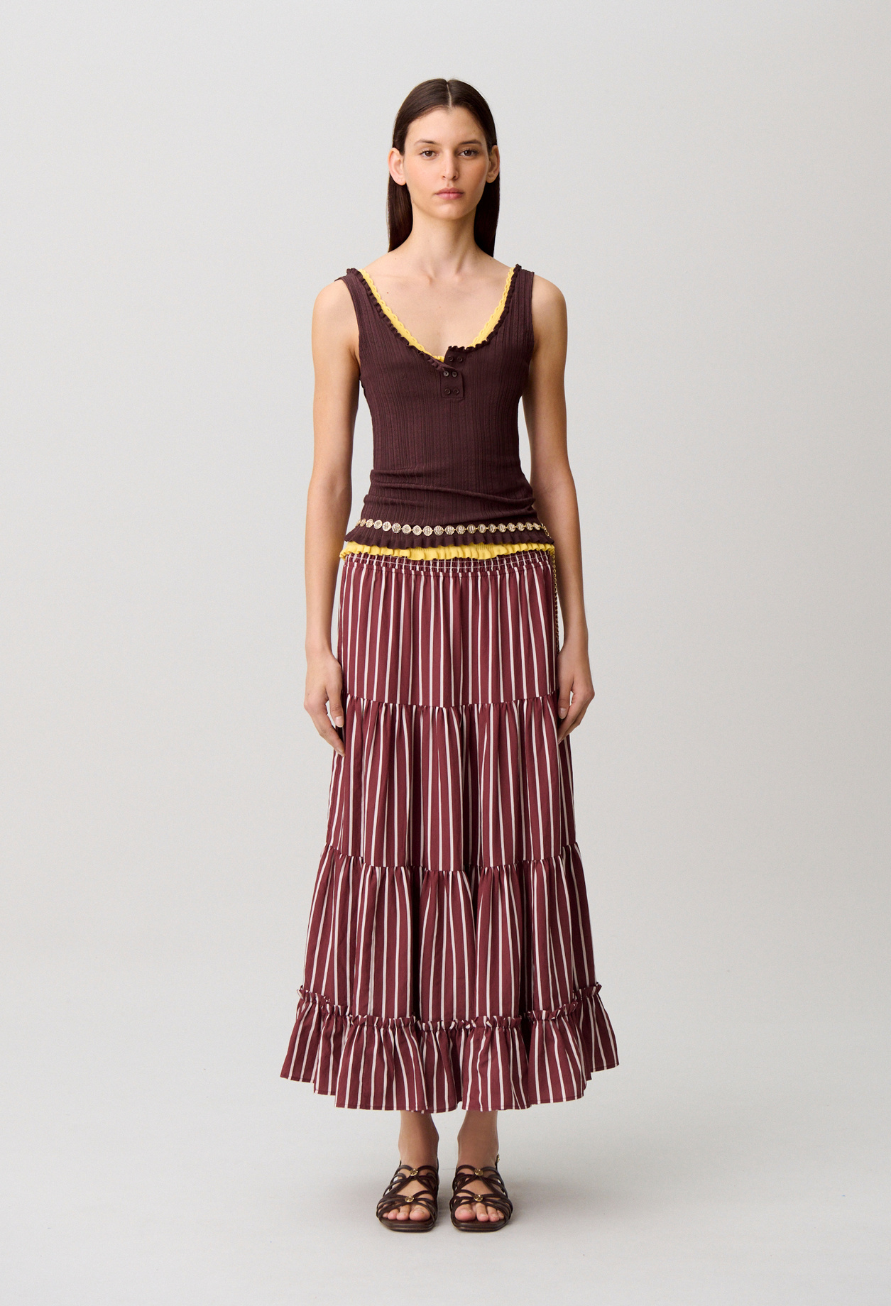 Jupe longue rayée - Femme - Bicolore - Taille 34 - Claudie Pierlot