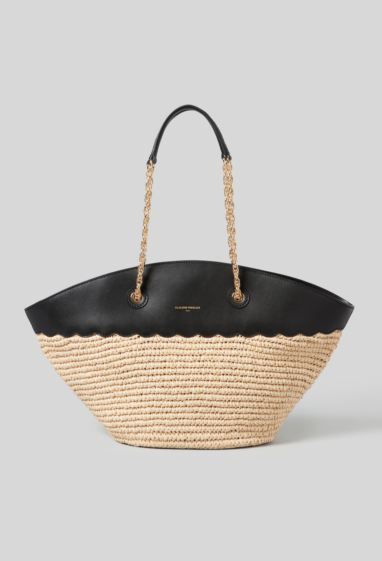 Sac panier tressé et cuir - Claudie Pierlot - Modalova